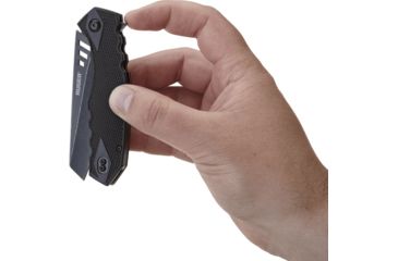 Image of CRKT LOCKING LINER WITH BLADE FLIPPER, Compact Tanto, Flat Top Serrations, Black and Gray, 3.25 R1706K