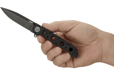 Image of CRKT M16-03DB Folding Knife by Kit Carson, 3.5in, D2 Steel, Stonewash Plain Blade, Black Matte Aluminum Handle, M1603DB