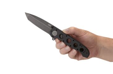 Image of CRKT M16-04DB 3.89in Folding Knife, Plain, Stonewash D2 Steel Blade, Black Aluminum Handle, M16-04DB