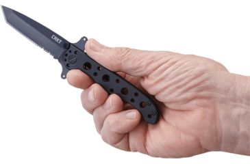 Image of CRKT M16-10 Special Forces Tanto Black Folding Knife, Stainless Steel, Triple Point Serrations, M16-10KSF