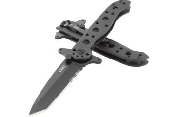 Image of CRKT M16-10 Special Forces Tanto Black Folding Knife, Stainless Steel, Triple Point Serrations, M16-10KSF