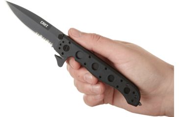 Image of CRKT M16-13 Spear Point Folding Knife, LE Model - Black Handle, Black Blade, Triple Point Serrations, M16-13ZLEK