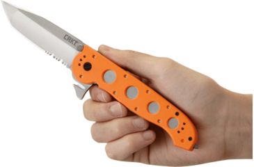 Image of CRKT M16-14 Big Dog Pro Tanto Folder Knife, ER - Orange Handle, Satin Blade, Triple Point Serrations, M16-14ZER