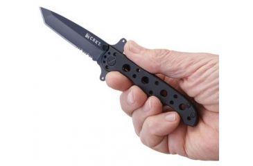 Image of CRKT M16 Stainless - Tanto, Combination Edge, Black Handle, Black Oxide Blade, Framelock - M16-10KSC