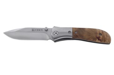 Image of CRKT M4 EDC Folding Knife, Burl Wood Scales, Stainless Bolster M4-02W