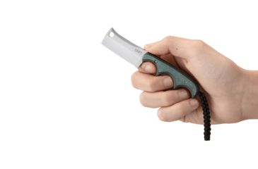 Image of CRKT Minimalist Cleaver Fixed Blade Knife, 2.13in, 5Cr13MoV Stainless Steel Blade, Cleaver Blade, Black/Green G10 Handle, 2383