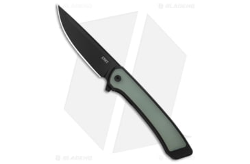 Image of CRKT Q Folding Knife, 2.95in, CPM S35VN Stainless Steel, Drop Point Blade, Aluminum, G10 Black/Jade Handle, Black/Black/Jade, 6.97in, BHQ-210155
