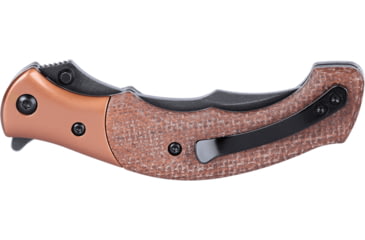 Image of CRKT Ritual Compact Assisted Opening Folding Knife, 3.33in 12C27, Persian Blade, Micarta Handle w/ Stainless Steel Bolster, Brown, 7465