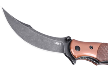 Image of CRKT Ritual Compact, Folding Knife, Plain Edge, Stonewash Black, 3.33 Blade, 12C27 Steel, Assisted Opening with IKBS Bearings, Stainless Steel Bolster, Micarta Handle, Brown