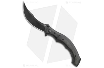 Image of CRKT Ritual Spring Assisted Opening Folding Knife, 4.37in, Sandvik 14C28N, Trailing Point Blade, Micarta Black Handle, Black/Black, 9.87in, BHQ-176877