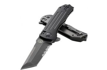 Image of CRKT Ruger Knives 2-STAGE Tanto Blade FRAME LOCK WITH BLADE FLIPPER-BLACK Blade Length 4 in, Black R2102K