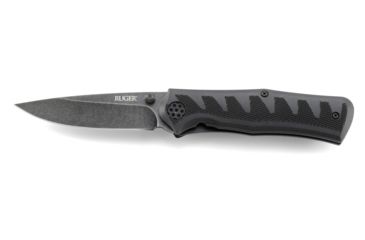 Image of CRKT Ruger Knives CRACK-SHOT COMPACT Drop Point Blade ASSISTED OPENING LOCKING LINER-BLACK blade length 3.50 in, Black and Gray R1201K