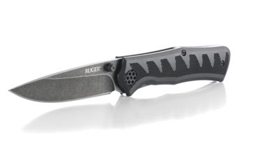 Image of CRKT Ruger Knives CRACK-SHOT COMPACT Drop Point Blade ASSISTED OPENING LOCKING LINER-BLACK blade length 3.50 in, Black and Gray R1201K