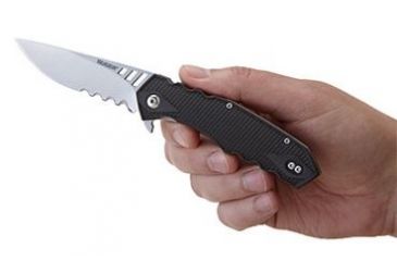 Image of CRKT Ruger Knives FOLLOW-THROUGH Drop Point Blade COMPACT LOCKING LINER WITH BLADE FLIPPER Blade Length 3.25 in, Black and Gray R1704