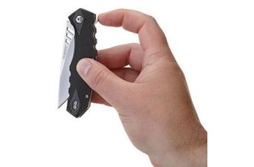 Image of CRKT Ruger Knives FOLLOW-THROUGH Drop Point Blade COMPACT LOCKING LINER WITH BLADE FLIPPER Blade Length 3.25 in, Black and Gray R1704