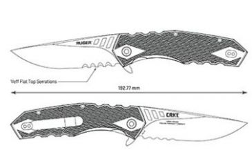 Image of CRKT Ruger Knives FOLLOW-THROUGH Drop Point Blade COMPACT LOCKING LINER WITH BLADE FLIPPER Blade Length 3.25 in, Black and Gray R1704