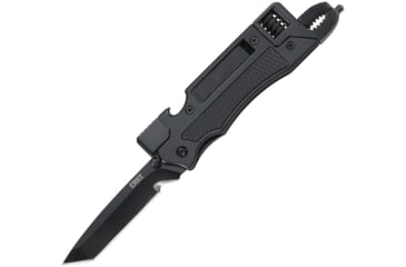 Image of CRKT Septimo Multi-Tool Linerlock, 2.88 black oxide coated Veff serrated 8Cr13MoV st, Black aluminum handle with black GRN inlay, 7051