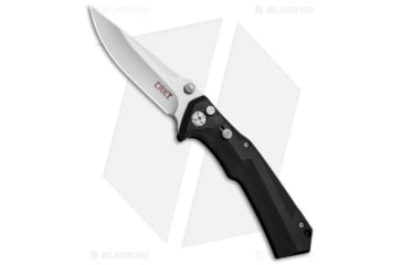 Image of CRKT Tighe Tac Two Automatic Folding Knife, 3.38in, 8Cr13MoV Stainless Steel, Clip Point Blade, GRN Black Handle, Steel/Black, 7.94in, BHQ-71815