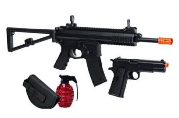 Image of Crosman Commando Kit w/Stinger R39 Spring Airsoft Rifle,R36 Pistol,6mm cal,500 Round Ammo 257326