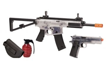 Image of Crosman Commando Spring Powered Rifle and Pistol Kit w/Holster/800 Round Ammo Grenade, Clear/Black, AREKTC