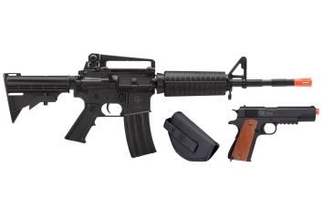 Image of Crosman Defender Strike Kit w/ M4 Style Airsoft Rifle/ Airsoft Pistol, Black, 52003