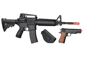 Image of Crosman Defender Strike Kit w/ M4 Style Airsoft Rifle/ Airsoft Pistol, Black, 52003
