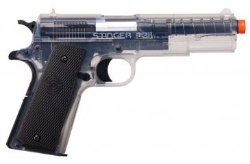 Image of Crosman Stinger P311 6mm, Spring Powered, Single Shot Airsoft Pistol, Clear/Black, ASP311C