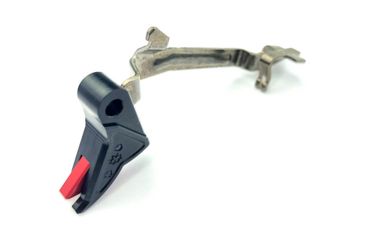 Image of Cross Armory Enhanced Flat Faced Trigger for P80 Gen 1 - 3 w/Bar, Aluminum, 9mm, Anodized Black Finish, crP80Tb