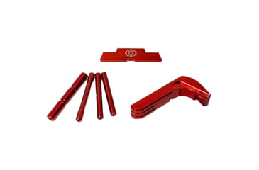 Image of Cross Armory P80 3 Piece Kit, 4 Pin Set, Extended Mag Catch, Extended Slide Lock, Red, Small, CRP80OKRD
