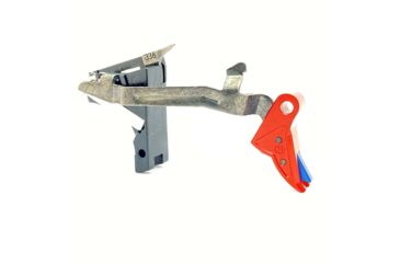 Image of Cross Armory P80 9mm Trigger w/ Bar, Drop-in Shoe &amp; 3.5 Spring, Gen1-3, Flat Faced, Anodized Aluminum, Red/Blue Safety, crP80Tdi-rd-bl