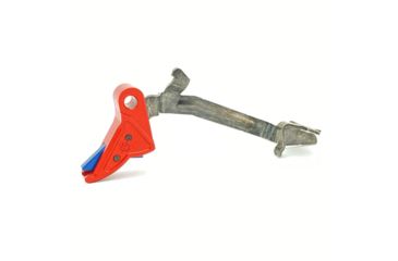 Image of Cross Armory P80 9mm Trigger w/ Bar, Drop-in Shoe &amp; 3.5 Spring, Gen1-3, Flat Faced, Anodized Aluminum, Red/Blue Safety, crP80Tdi-rd-bl