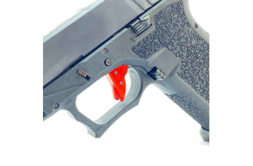 Image of Cross Armory P80 9mm Trigger w/ Bar, Drop-in Shoe &amp; 3.5 Spring, Gen1-3, Flat Faced, Anodized Aluminum, Red/Red Safety, crP80Tdi-rd