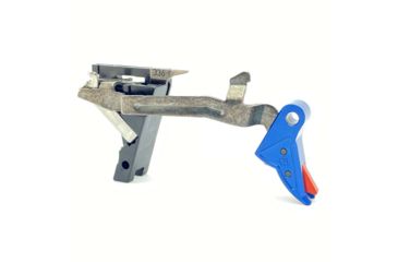 Image of Cross Armory Pistol Trigger w/ Bar, Shoe &amp; 3.5lb Spring, P80 Gen 1-3, 9mm Luger, 6061-T6, Anodized, Blue/Red, crP80Tdi-bl-rd