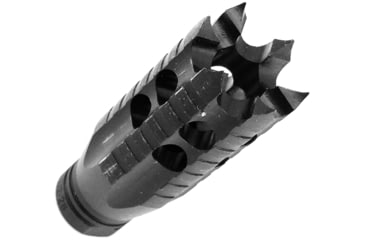 Image of Infinite Product Solutions Gen 1 Crowning Scepter Muzzle Brake, .30 Carbine/.308 Winchester/.300 AAC Blackout/.300 Winchester Magnum/.350 Legend/6.5mm Creedmoor, 5/8x24, Black Oxide, 5824-CROWN-FH-BS-CW