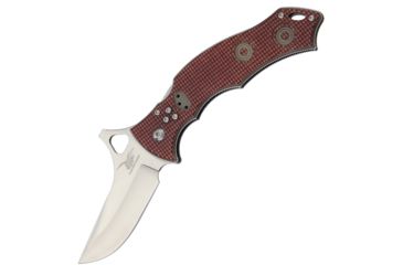 Image of CSSD/SC Bram Frank Design LLC Bowie Standard Red Check Folding Knife,3in,8Cr13MoV Steel,Bowie,Red,G10 Handle CSSD07