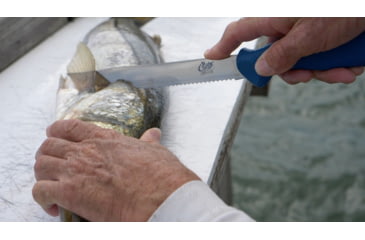 Image of Cuda AquaTuff Serrated Utility Knife with Blade Cover, Blue, 9in, 23048