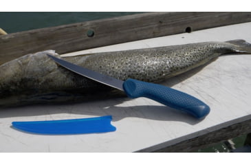 Image of Cuda AquaTuff Wide Fillet Knife with Blade Cover, Blue, 7in, 23046