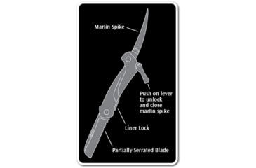 Image of Cuda Knives Cuda Marlin Spike Folder Folding Knife,3in,German 4116 Steel,Partially Serrated,Blue,Synthetic Handle, 18092