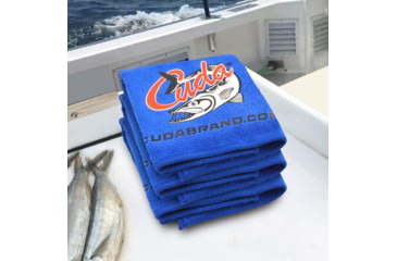 Image of Cuda Knives Cuda Microfiber Towel 3pk, 16in X 16in, Pack Of Three, Stain And Odor Resistant, Cuda Logo, Microfiber Construction, Blue, Blue, 18217