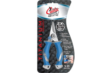 Image of Cuda Knives Cuda Mini Snip, 5.25 overall, Blue non-slip Cuda pattern synthetic handle, 23028