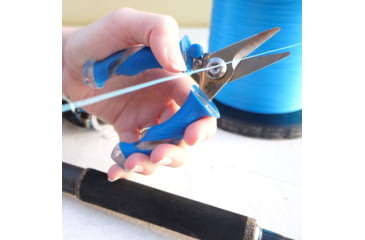 Image of Cuda Knives Cuda Mini Snip, 5.25 overall, Blue non-slip Cuda pattern synthetic handle, 23028