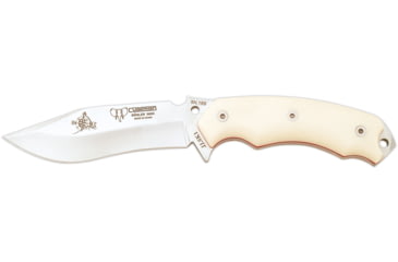 Image of Cudeman 124 Quality Fixed Blade Knife, 12 cm, Bohler N-695, White Micarta w/ Red Liners, 124-BK