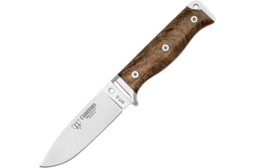 Image of Cudeman MT5 Survival Knife Walnut Fixed Blade Knife, 8.88in Overall, 4.25in Satin Bohler N695 SS Drop Point, Polished Walnut Handle, SS Guard, Red Liners, Lashing Hole, Multi-Position Sheath, 120-G