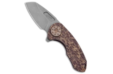 Image of Curtiss Knives F3 Compact Folding Knife, 2.50in, CPM MagnaCut, Sheepsfoot Blade, Titanium, Bronze Handle, Root Beer Ti WF, Bronze/Gray, 6.25 inch, BHQ-178887