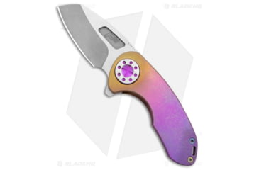 Image of Curtiss Knives F3 Compact Folding Knife, 2.50in, CPM MagnaCut, Sheepsfoot Blade, Titanium, Spectrum Handle, Rainbow Ti WF, Two Tone, Spectrum/Gray, 6.25 inch, BHQ-178885