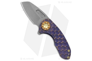 Image of Curtiss Knives F3 Compact Folding Knife, 2.50in, CPM MagnaCut, Sheepsfoot Blade, Titanium, Purple Handle, Blue/Gold Ti WF, BB/SW, Purple/Gray, 6.25 inch, BHQ-178891