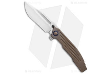 Image of Custom Knife Factory Snafu 2.0 Folding Knife, 3.875in, Bohler M390 Stainless Steel, Drop Point Blade, Titanium Bronze Handle, Steel/Bronze, 8.875in, BHQ-102141