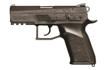 Image of CZ-USA P-07-Duty Pistol, 9mm Luger, 3.8in barrel, black polymer frame, integrated polymer grip, recoil operated semi-automatic, fixed white 3-dot, 16 round magazine, CZP07DUTY9MM3.81FRRMPG