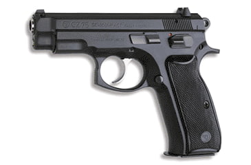 Image of CZ-USA 75-Semi-Compact Pistol, 9mm Luger, 3.9in barrel, steel frame, black plastic grip, recoil operated semi-automatic, fixed white 3-dot, 16 round magazine, CZ75SEMICT9MM3.91FRRMPG