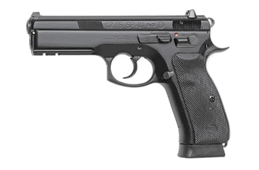 Image of CZ-USA 75-SP-01 Pistol, 9mm Luger, 4.7in barrel, steel frame, black plastic grip, recoil operated semi-automatic, fixed white 3-dot, 18 round magazine, CZ75SP019MM4.71FRRMPG